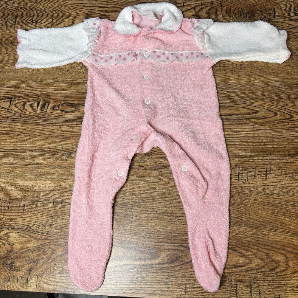 Vintage 80s Babygro Footed Pajamas 11-18 Lbs Terry Cloth